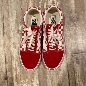 Checkerboard Red Vans Size 10.5